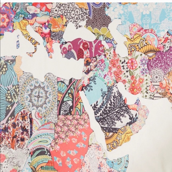 Map of the World Patchwork Boho Tapestry - Picture 2 of 2